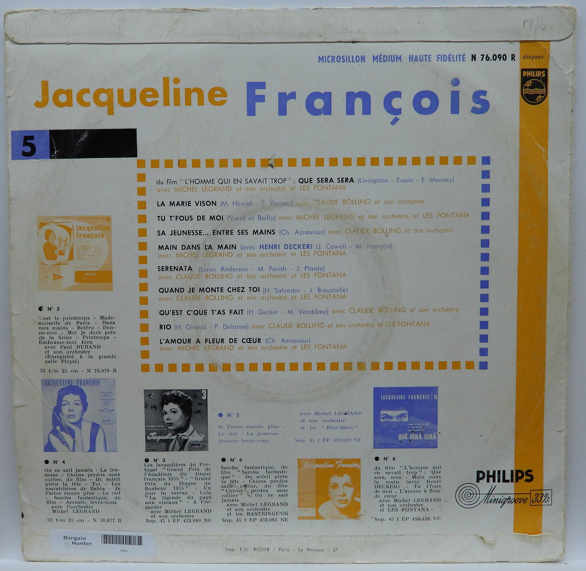Jacqueline François Vinyl Record 33 1/3 Rpm Philips