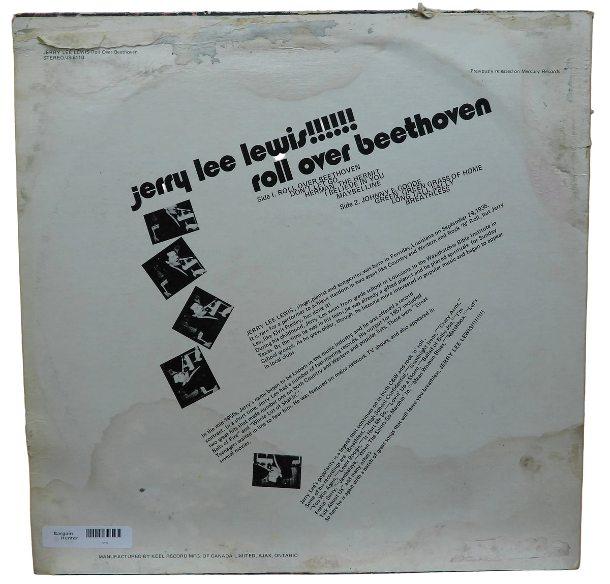 Jerry Lee Lewis Roll Over Beethoven Vinyl Lp Pickwick Js 6110