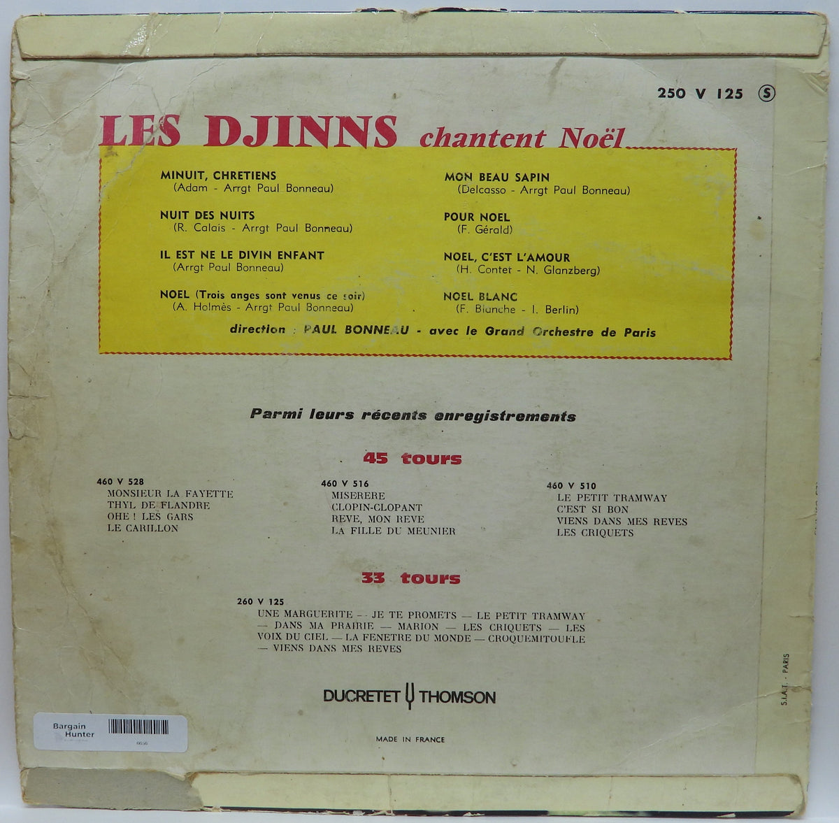 Les Djinns Chantent Noël Vinyl Record Christmas Songs Ducretet Thomson