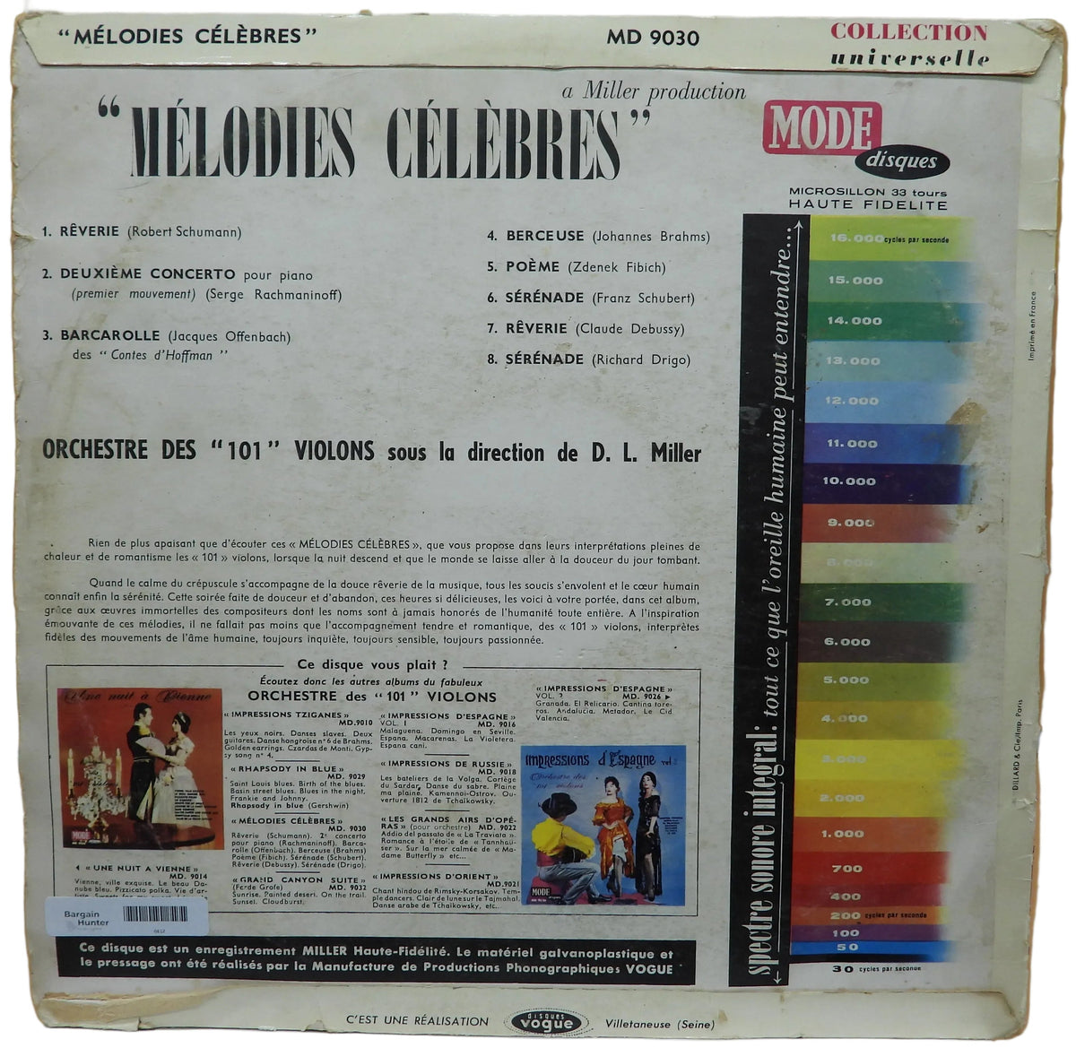 Mélodies Célèbres Vinyl Record 33 Rpm Classical Music Mode Disques