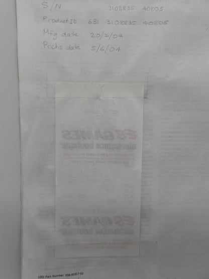 Microsoft Xbox Instruction Manual Game