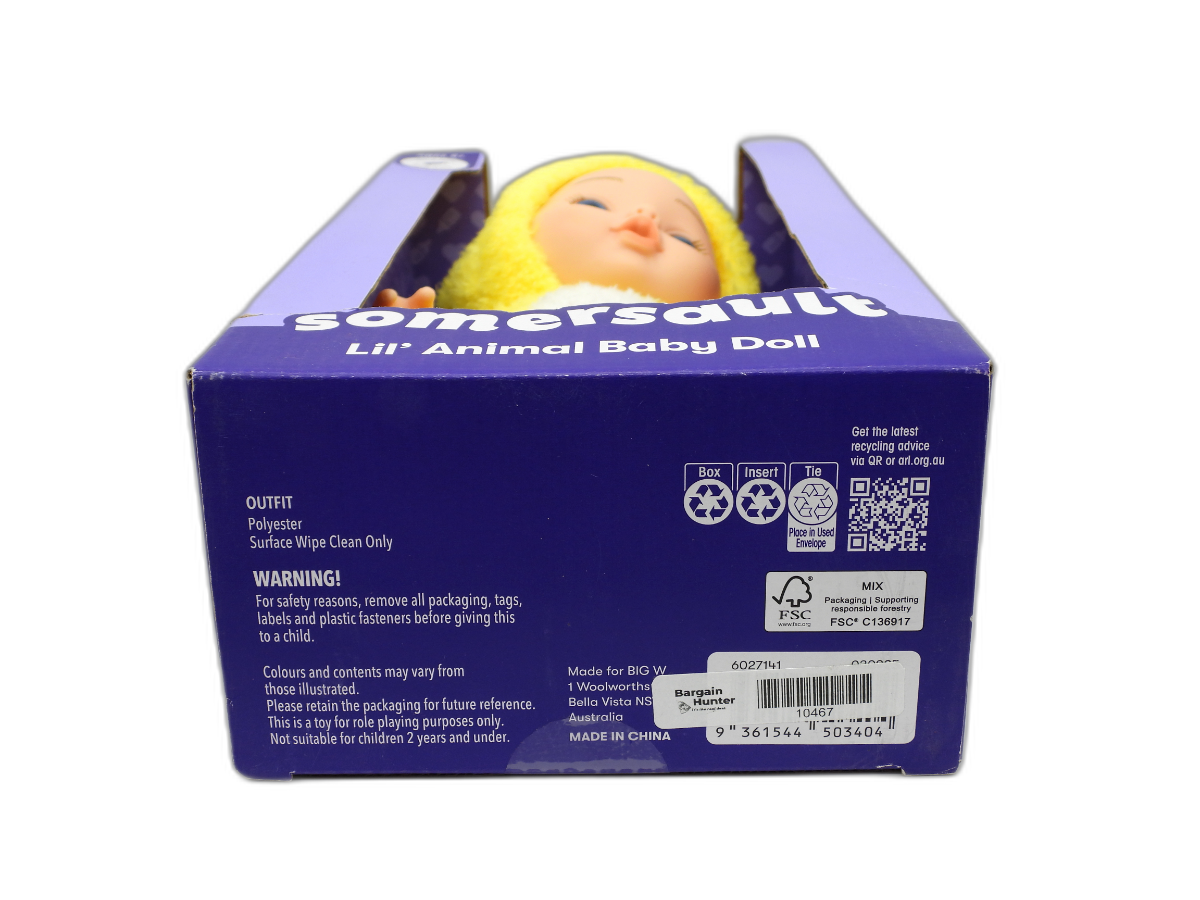 Somersault Lil' Animal Baby Doll Yellow Chick Plush