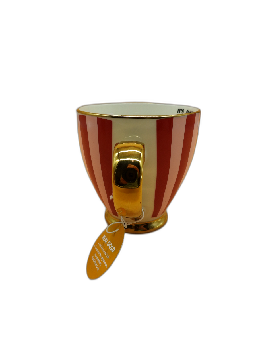 Gold Trimmed Striped Tea Cup