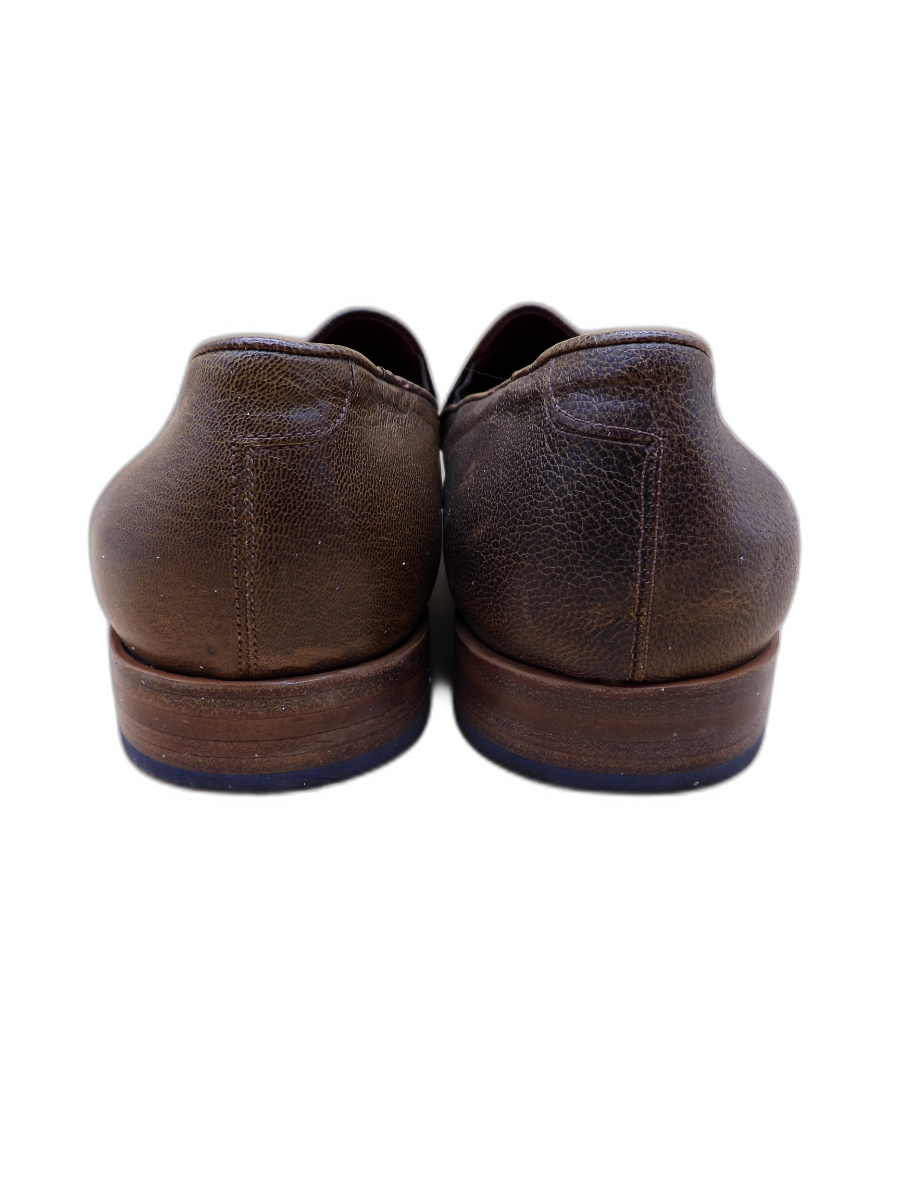 R and Williams Men's Brown Leather Slip on Loafers