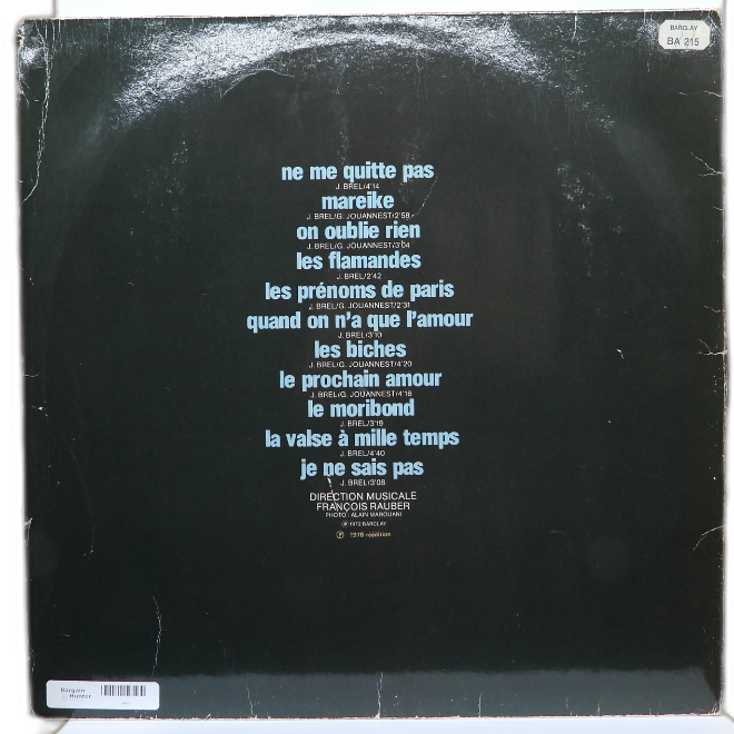 Jacques Brel Ne Me Quitte Pas Vinyl Lp Barclay 90 268