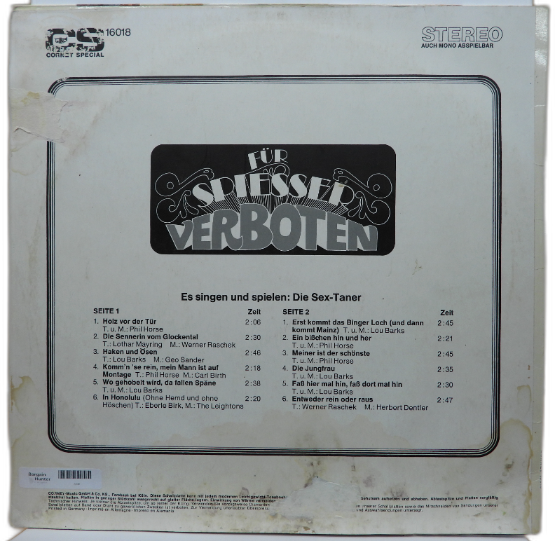 Cornet Special Für Spiesser Verboten Vinyl Record 16018