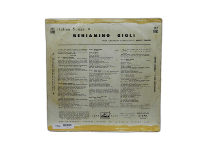 Italian Songs By Beniamino Gigli Vinyl Record His Master's Voice
