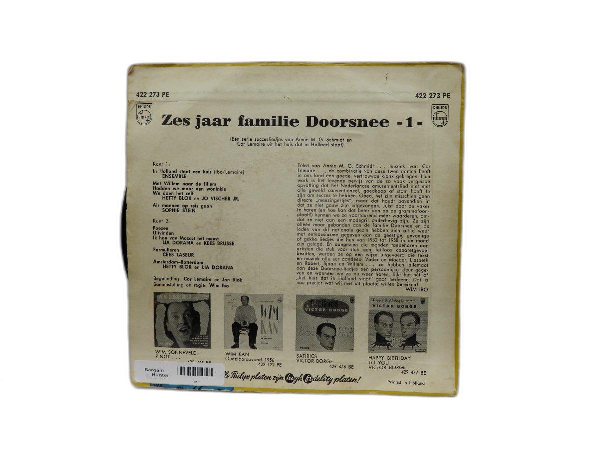 Zes Jaar Familie Doorsnee No. 1 Vinyl Record 45 Rpm Philips