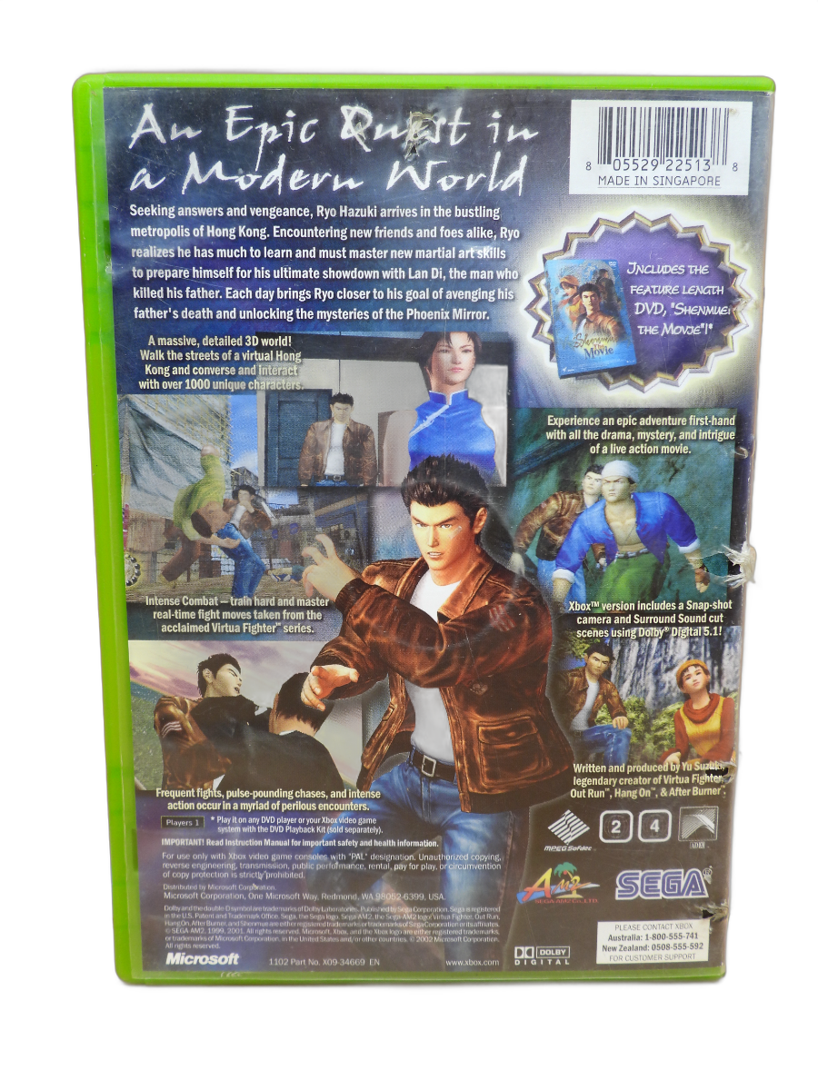Shenmue Ii Xbox Pal Game With Shenmue Movie Dvd Sega
