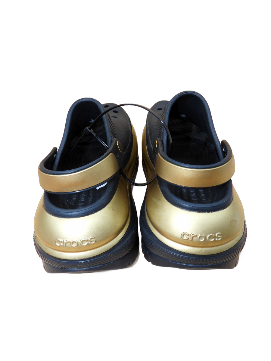 Crocs Mega Crush Metallic Platform Clogs Black Gold Size M8 W10