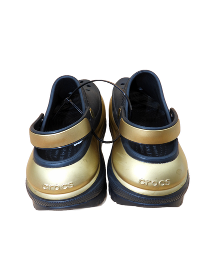 Crocs Mega Crush Metallic Platform Clogs Black Gold Size M8 W10