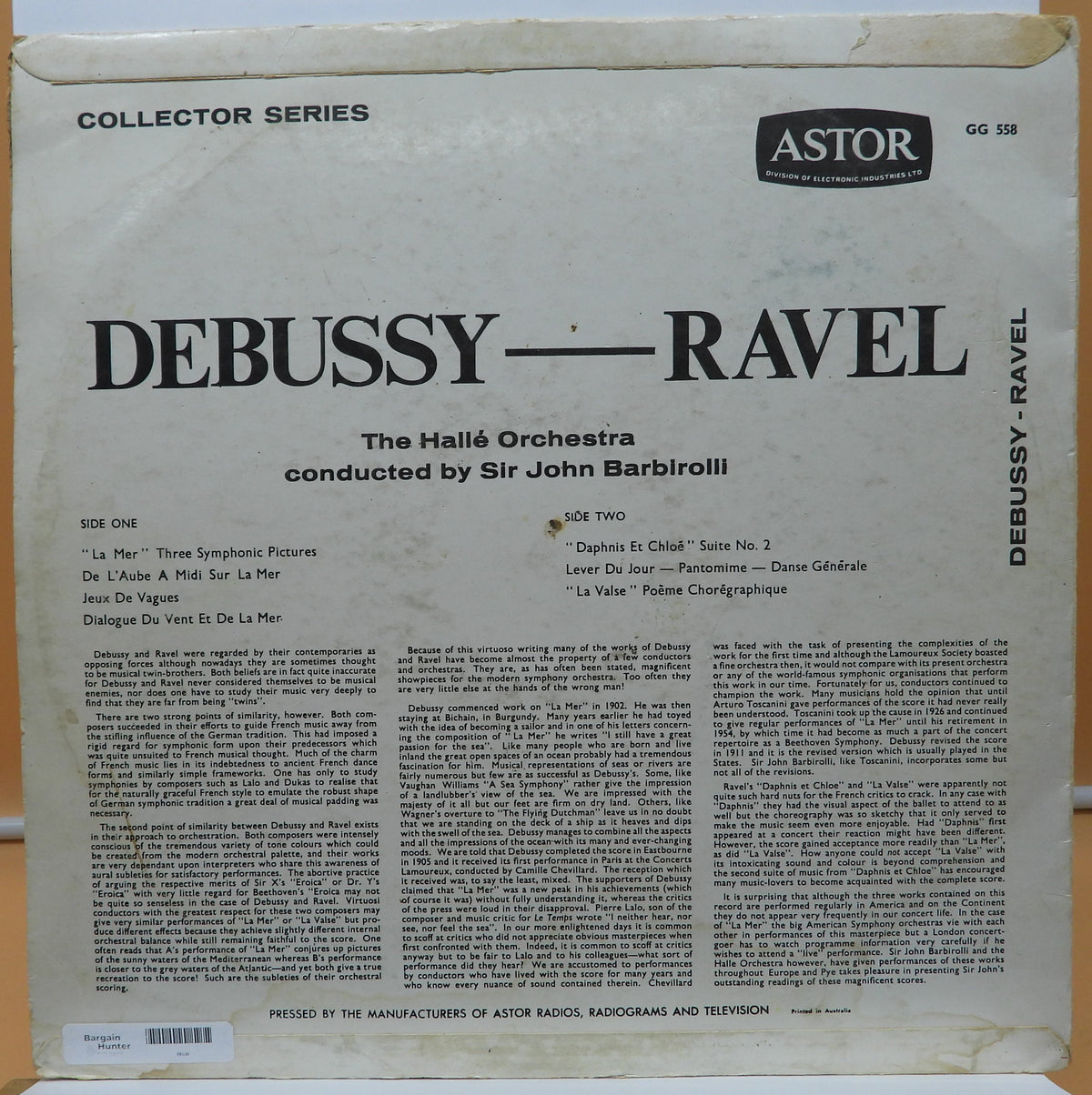 Astor Gg 558 Debussy La Mer / Ravel Daphnis Et Chloé Vinyl Record
