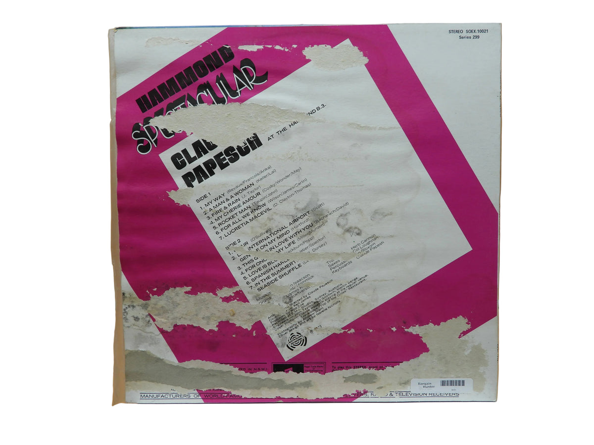 Claude Papesch Hammond Spectacular Vinyl Record Soex 10021 Columbia