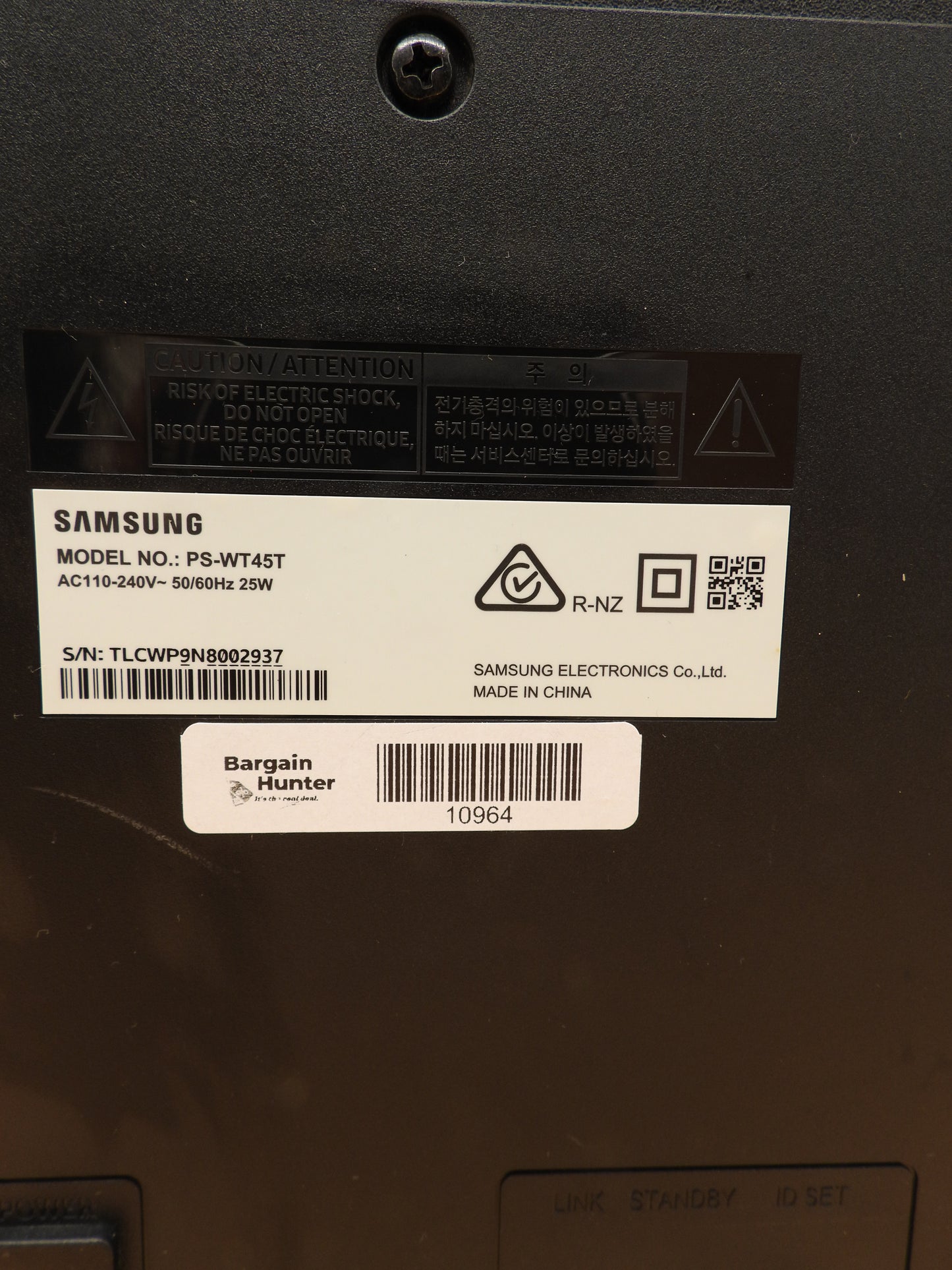 Samsung Wireless Active Subwoofer Speaker Ps Wt45t Black