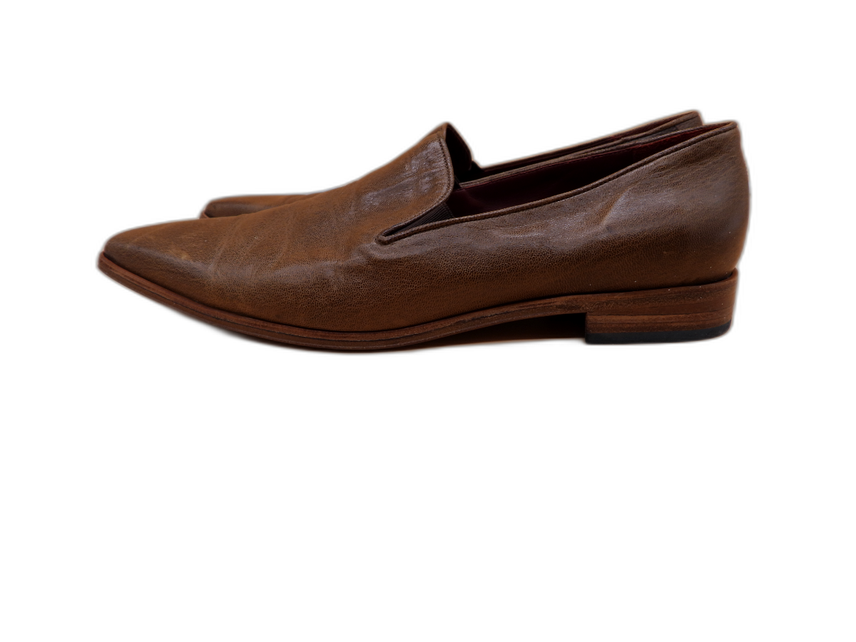 R and Williams Men's Brown Leather Slip on Loafers