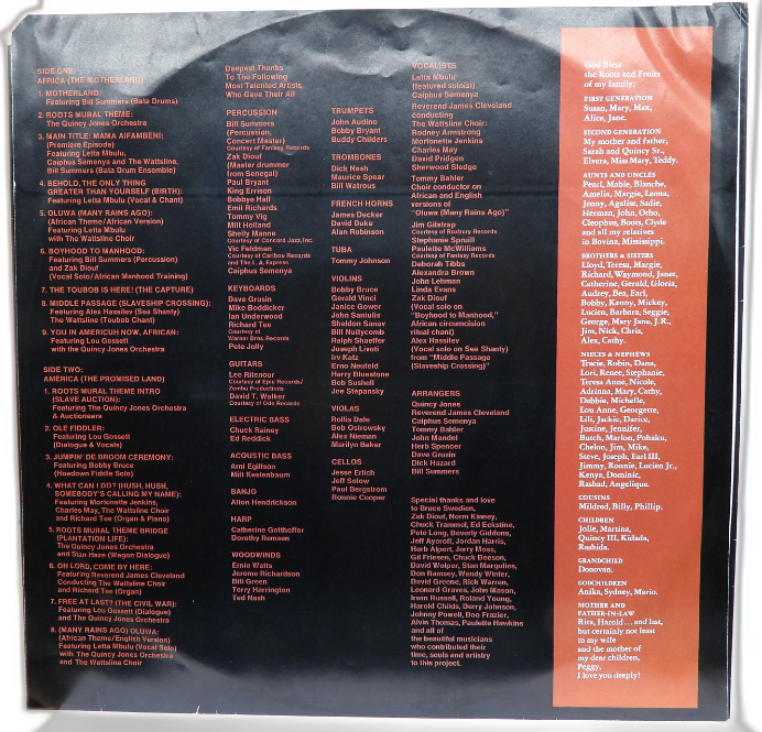 Quincy Jones Roots the Saga of an American Family Vinyl Record Sp 4626 A&m Recor