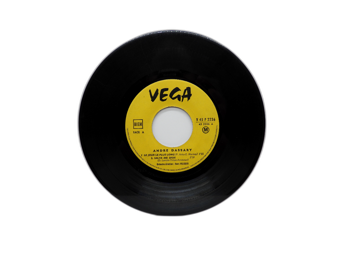 Andre Dassary Le Jour Le Plus Long 45 Rpm Vinyl Record Vega