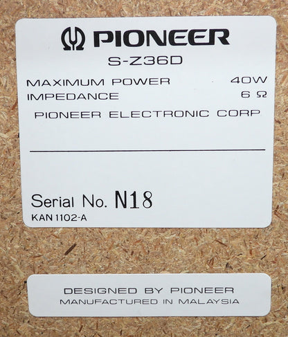 Pioneer S Z36d 3 Way Speakers 40w 6 Ohm