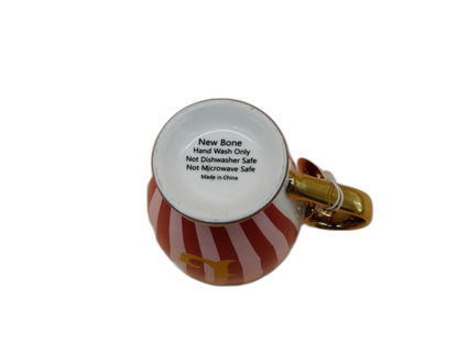 Gold Trimmed Striped Tea Cup