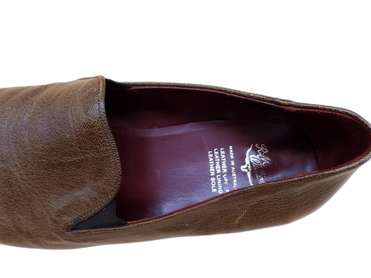 R and Williams Men's Brown Leather Slip on Loafers