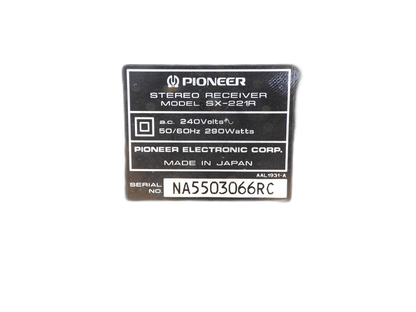 Pioneer Sx 221r Stereo Receiver