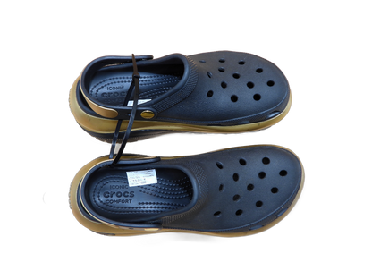 Crocs Mega Crush Metallic Platform Clogs Black Gold Size M8 W10