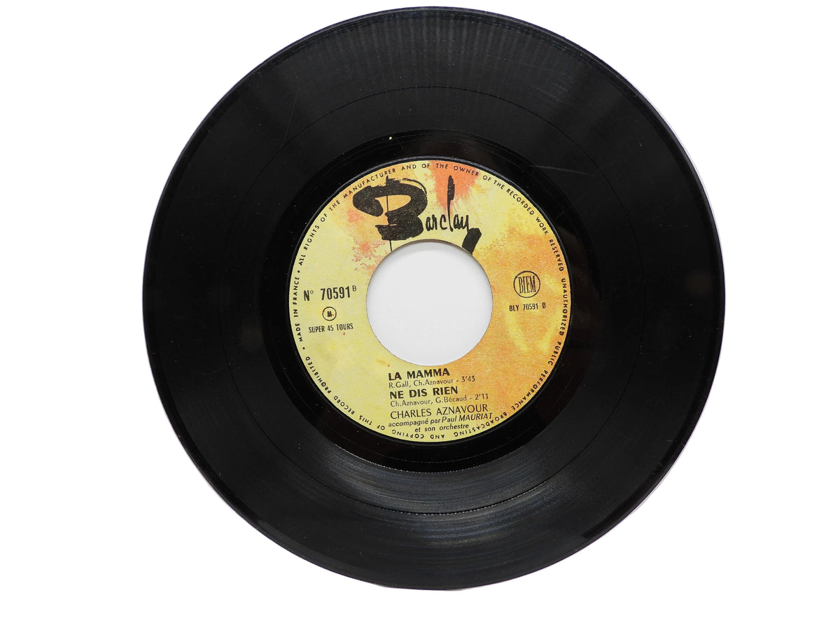 Charles Aznavour 45 Rpm Vinyl Record Barclay 70591
