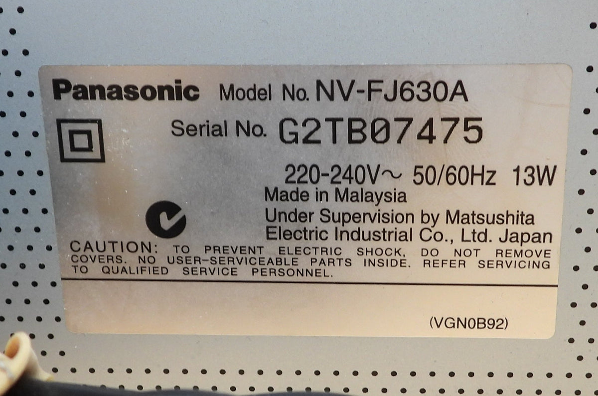 Panasonic Nv Fj630 Vhs Vcr Super Drive No Remote