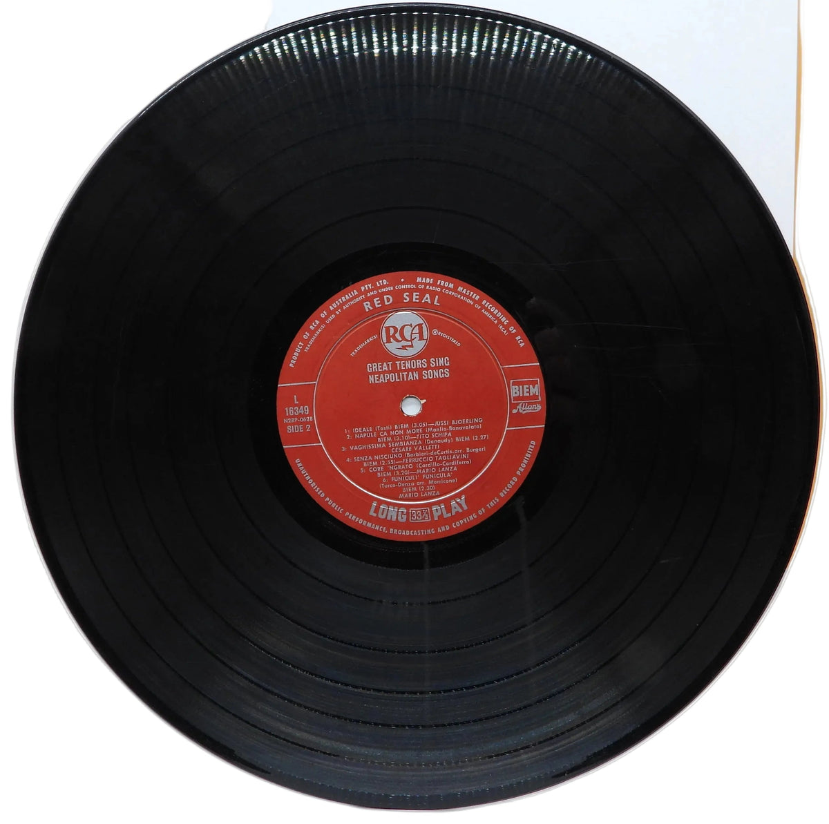 Rca Red Seal Great Tenors Sing Neapolitan Songs Vinyl Record L16349