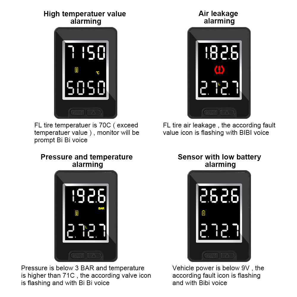 4Pcs External /Internal Sensor Wireless Car TPMS Waterproof Save Fuel for Toyota Tire Pressure Monitor System