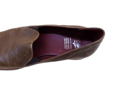 R and Williams Men's Brown Leather Slip on Loafers