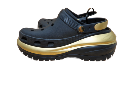 Crocs Mega Crush Metallic Platform Clogs Black Gold Size M8 W10