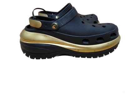 Crocs Mega Crush Metallic Platform Clogs Black Gold Size M8 W10