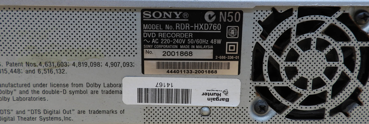 Sony Rdr Hxd760 Dvd Recorder 160gb Hdd Digital Tuner