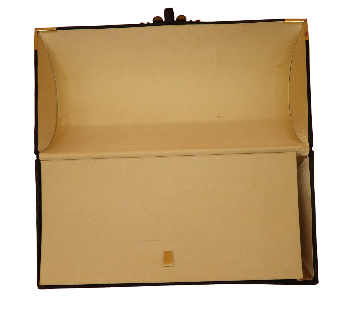 Ghd Black Decorative Jewelry Storage Box W/ Mirror Brass Accents Damaged