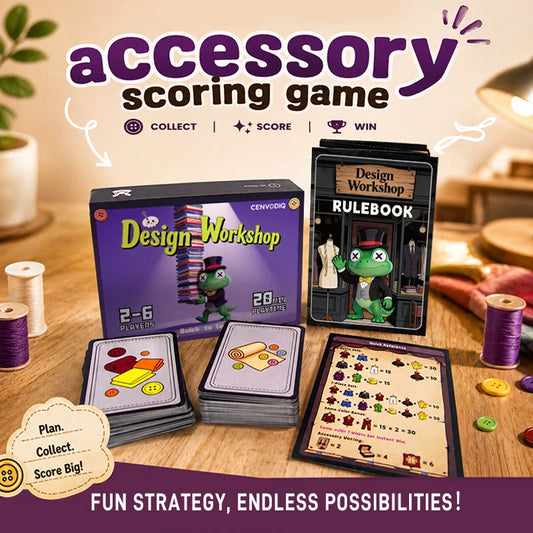 Design Workshop Fashion Strategy Card Game for 2-6 Players, Clothing Sets, Accessories, Color Bonuses, Quick Game, Ages 14+