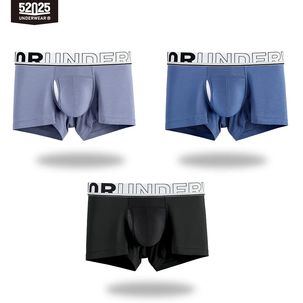 52025 Men's Dual Pouch Boxers – Ultra-Soft Modal, Patented Separation Pouch with Silk Mesh Support and Breathable Comfort