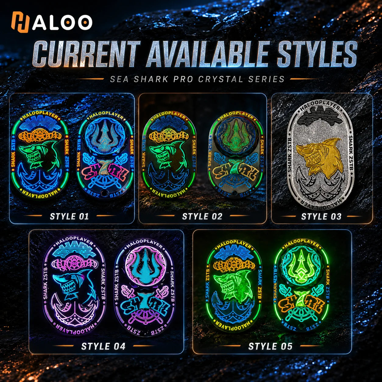 HALOOPLAYER noctilucent fidget slider sea shark pro custom version relieve stress EDC fidget spinner toys