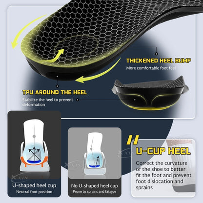 【xxin】Carbon Fiber Shell Heel Insole Poron Arch Support Insoles Pain Relief Shock Absorption Shoes Pad