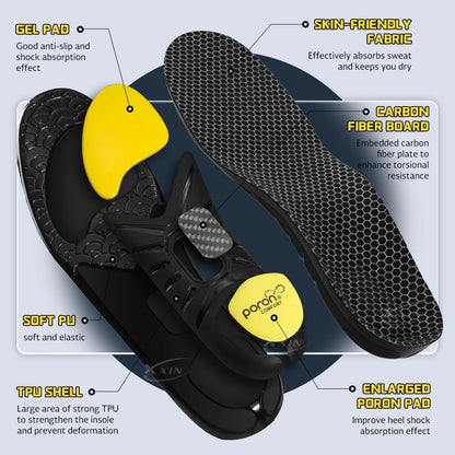 【xxin】Carbon Fiber Shell Heel Insole Poron Arch Support Insoles Pain Relief Shock Absorption Shoes Pad