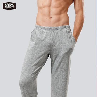52025 Men's 100% Cotton Pajama Lounge Pants (2-Pack) – Relaxed Fit, Side Pockets and Breathable Everyday Comfort