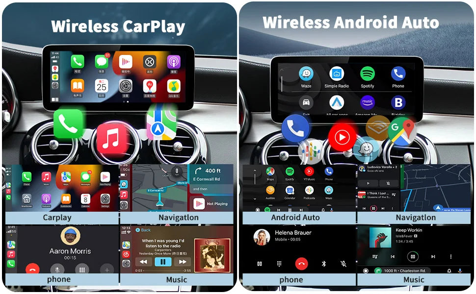 Wireless Carplay/Android Auto 12.3'' Touch screen Multimedia for Mercedes Benz NTG5.0  A B E C GLE W167 W212 W246 W205 W176 C117