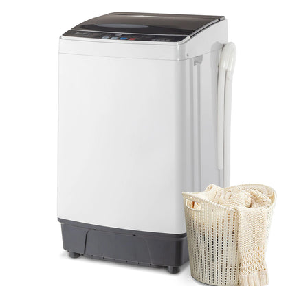 Compact Full-Automatic Top Load Washing Machine, 10 Programs 8 Water Levels, Spin & Drain Pump, Laundry Appliances for Home Use