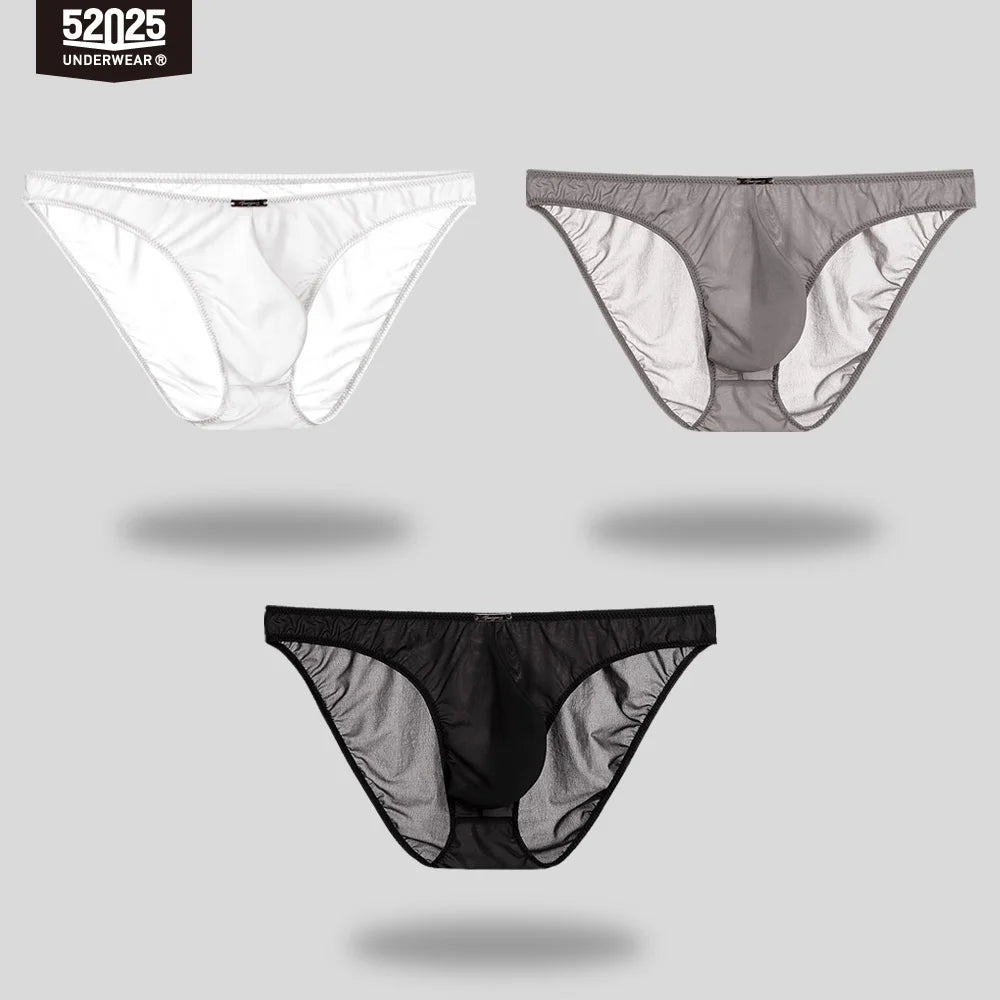 52025 Men's Ultra-Light Mini Briefs – Semi-Transparent, Silky-Soft Nylon, 3D Anatomical Pouch and Barely-There Comfort