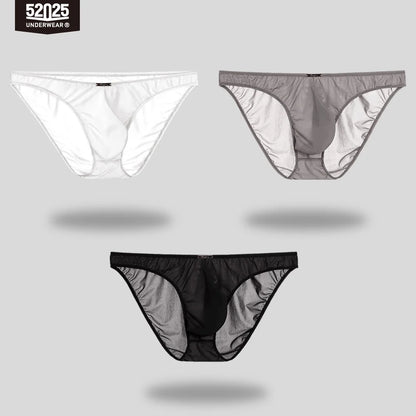 52025 Men's Ultra-Light Mini Briefs – Semi-Transparent, Silky-Soft Nylon, 3D Anatomical Pouch and Barely-There Comfort