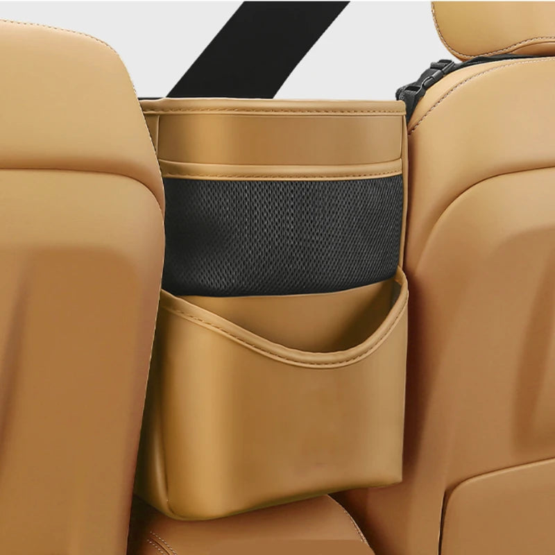 Car Seat Middle Hanger Storage Bag PU Leather Universal Car Seat Gap Organizer Hanging Handbag Holder Net Pocket Stowing Tidying