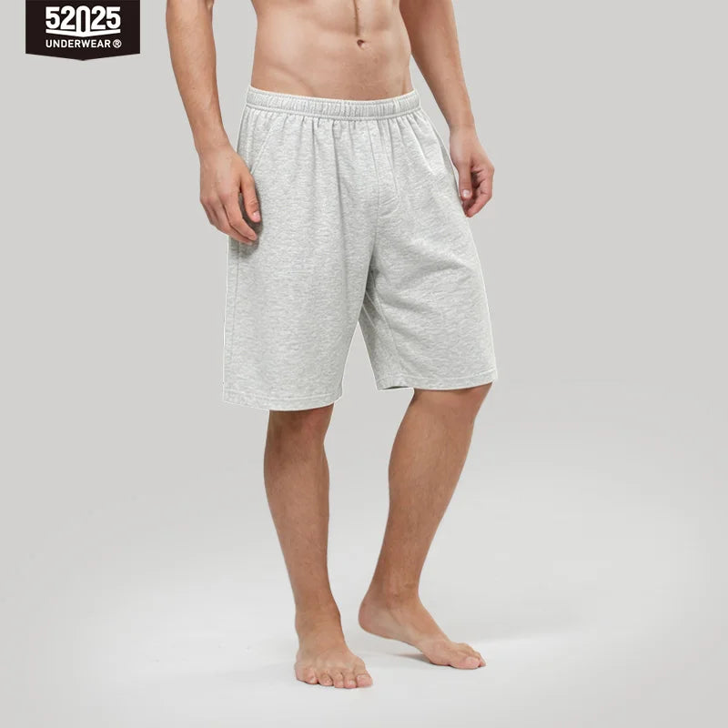 52025 Men's 100% Cotton Pajama Shorts – Relaxed Fit Lounge Shorts with Side Pockets and Breathable All-Day Comfort
