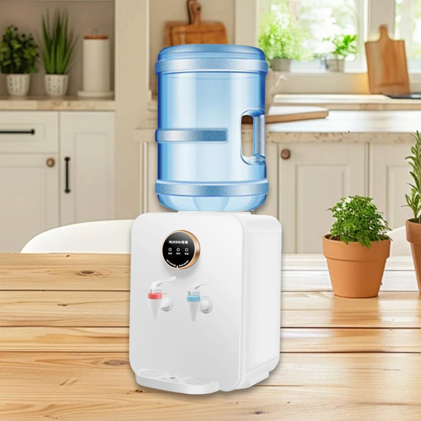 2 in 1 Counter Top Water Dispenser Easy to Use Portable Compact Top Loading Water Cooler Dispenser for Tent RV Dorm Small Place