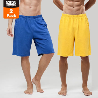 52025 Men's 100% Cotton Pajama Shorts (2-Pack) – Relaxed Fit Lounge Shorts with Side Pockets and Breathable All-Day Comfort