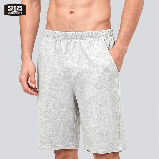52025 Men's 100% Cotton Pajama Shorts – Relaxed Fit Lounge Shorts with Side Pockets and Breathable All-Day Comfort